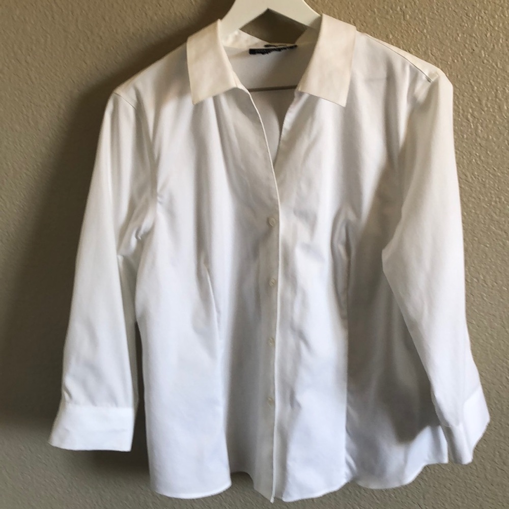 Jones New York no iron white button down shirt